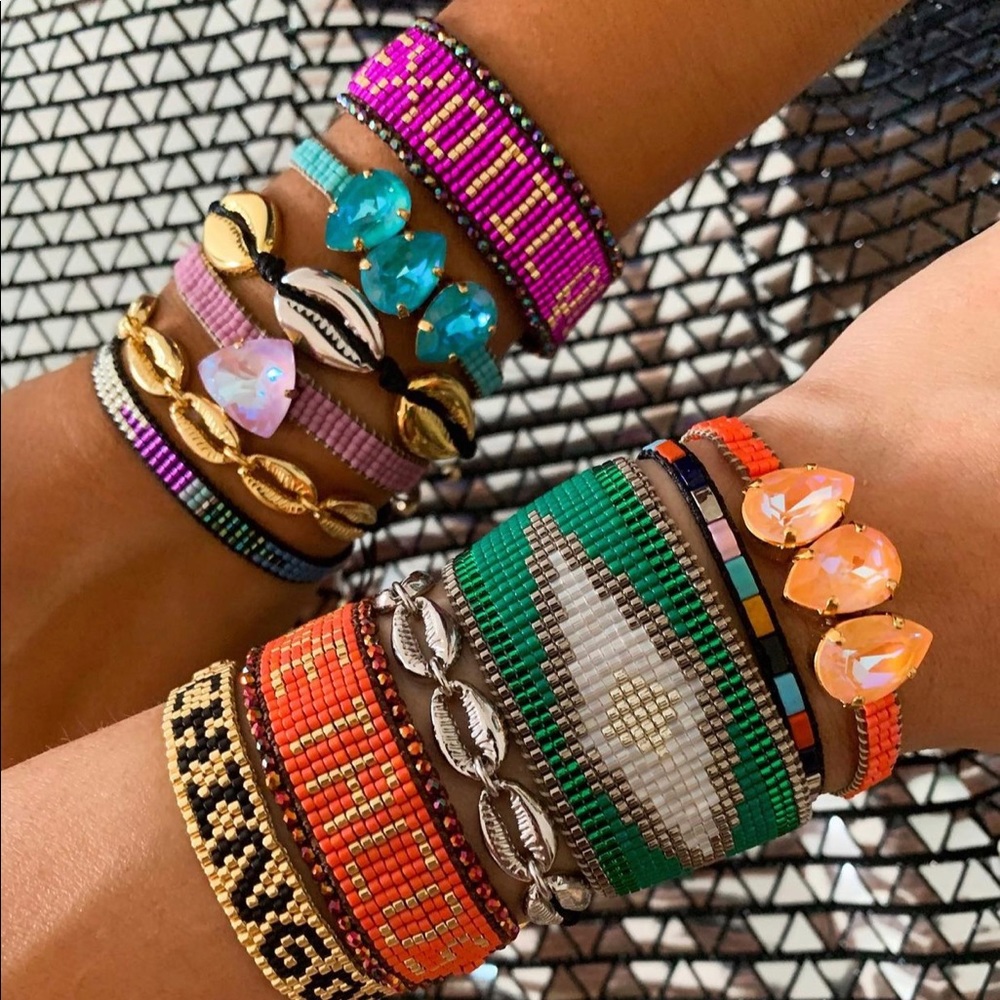 Custom stacking Miyuki bead/ Swarovski bracelets!